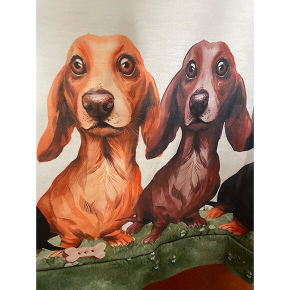 Dachshund Print Long Sleeve Shirt Womens 1XL Smooth Wired Long Haired Dog Top - Picture 3 of 8